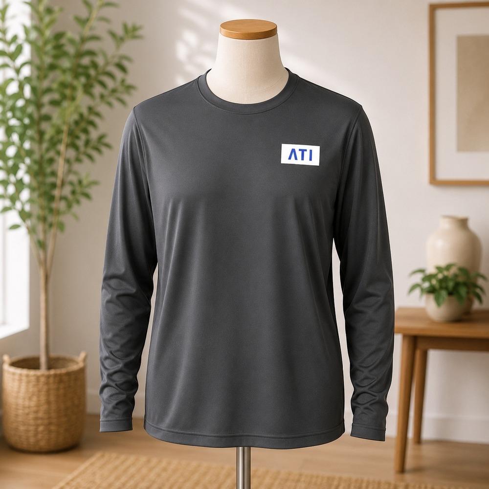 Sport-Tek Long Sleeve Performance Shirt Mens Small Black ATI Logo Athletic Tee
